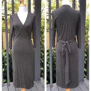Calvin Klein Shimmer Gray Long Sleeves Womens True Wrap Dress, size S